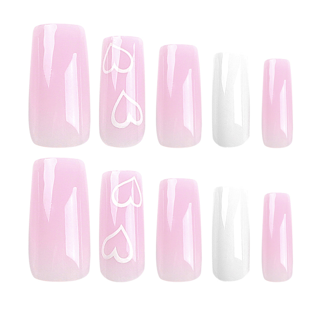 Artful Nail Extensions with Heart Patterns Stornfield