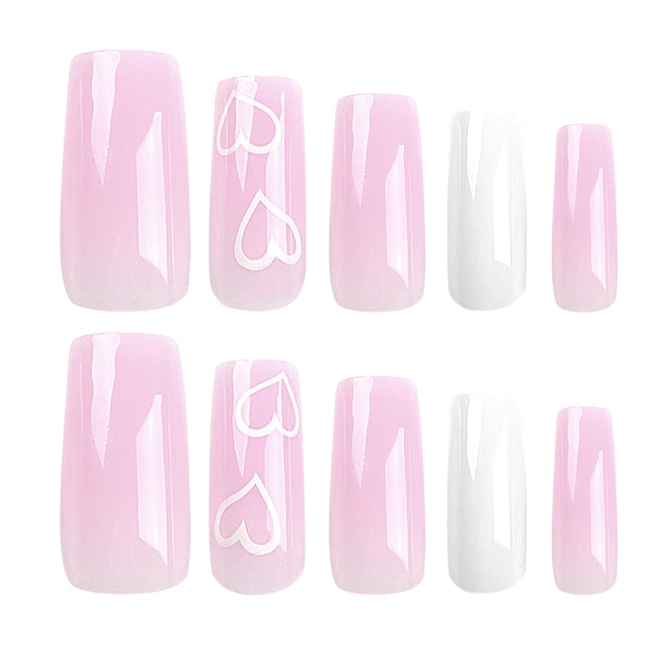 Artful Nail Extensions with Heart Patterns Stornfield
