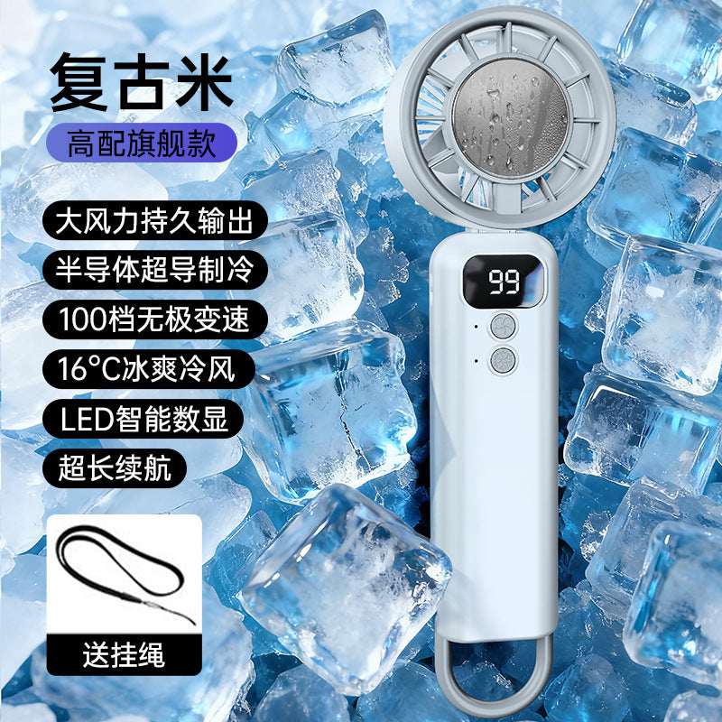 Unisex portable hand cooling fan with Peltier cooling module, stepless speed control and LED digital display Stornfield