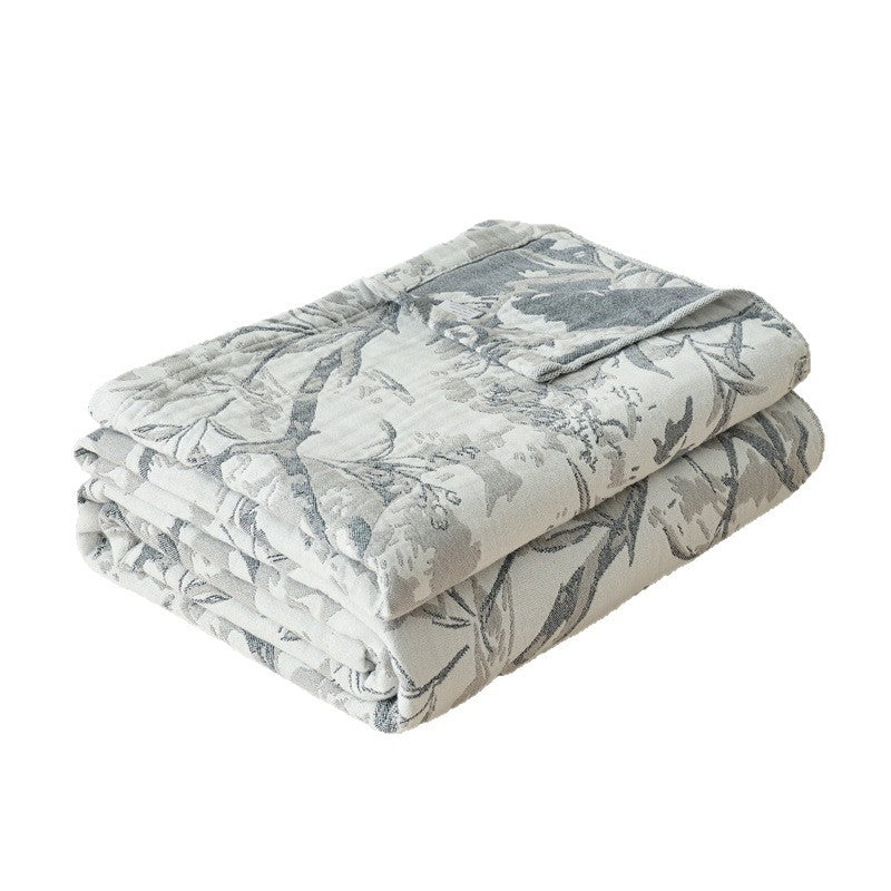 Light cotton throw blanket with floral rose print