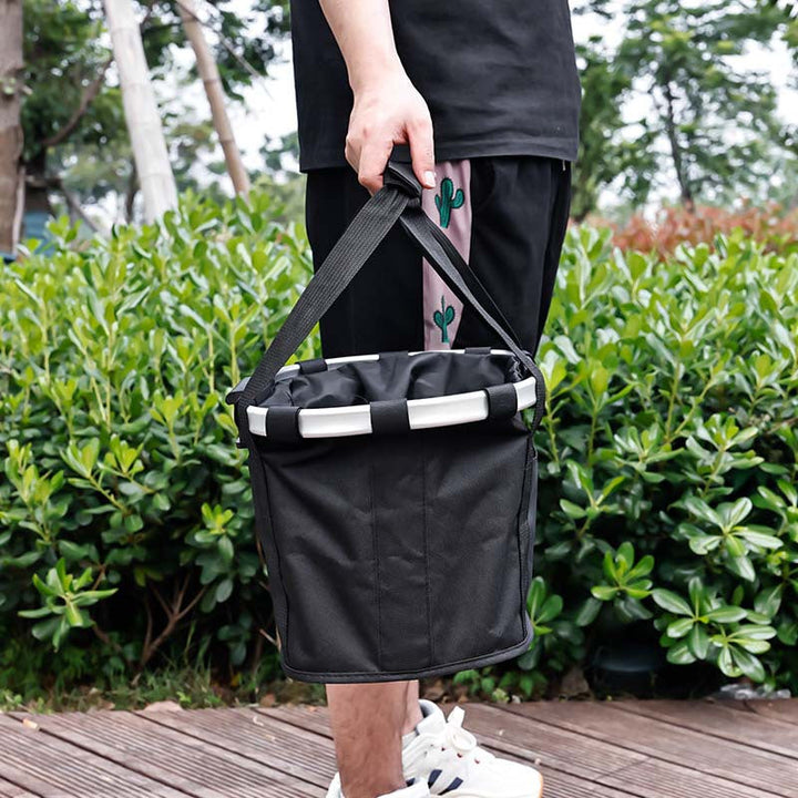 waterproof removable bicycle front basket liner with reinforced aluminum rim and quick-release handlebar hooks Stornfield