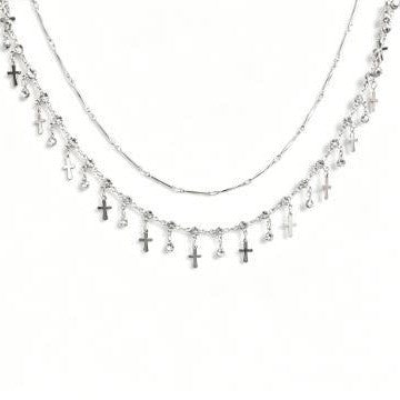 Double Layered Cross Pendant Necklace Stornfield