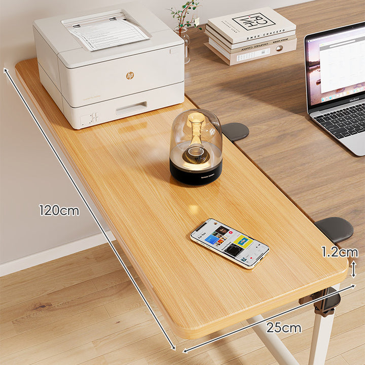 Clamp-On Adjustable Wooden Desk Side Shelf Extension with Foldable Bracket
