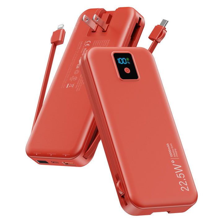 Power bank with digital LCD display and integrated charger Stornfield