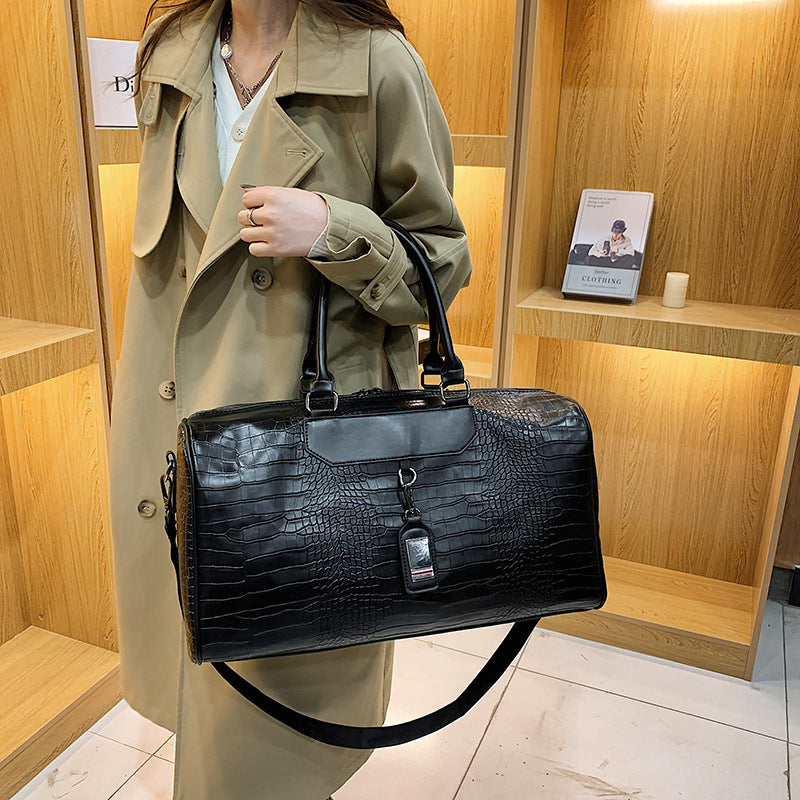 Crocodile-Texture Travel Duffle Bag Stornfield