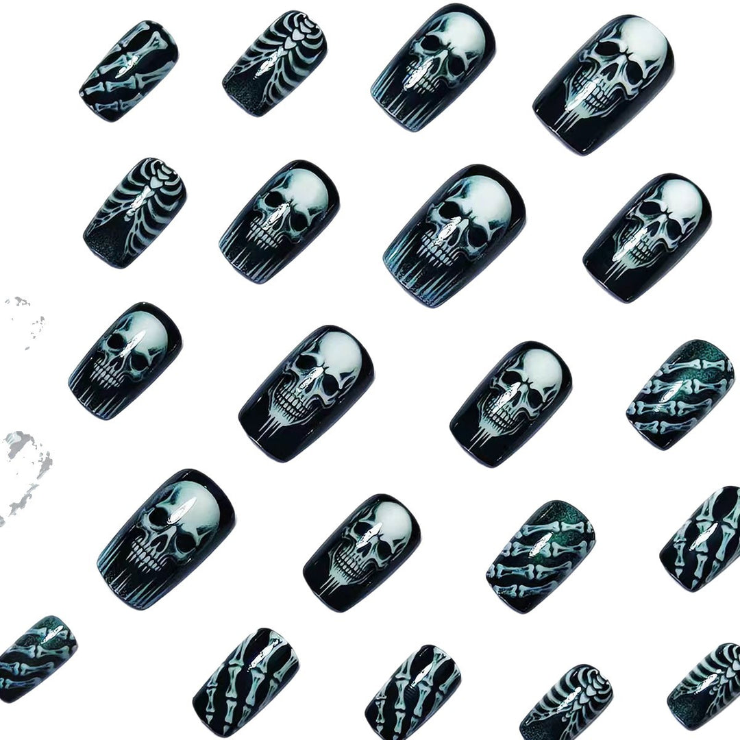 Creative artificial nails in spooky skull design Stornfield