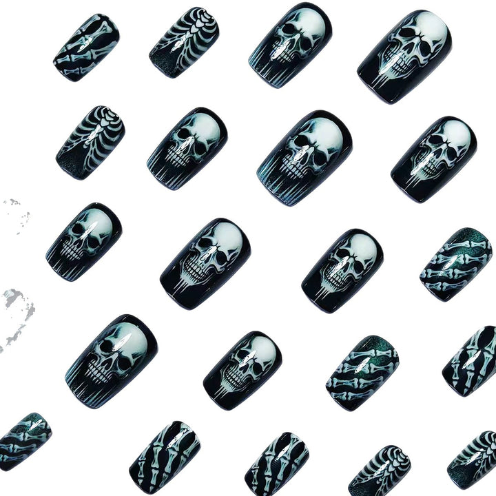 Creative artificial nails in spooky skull design Stornfield