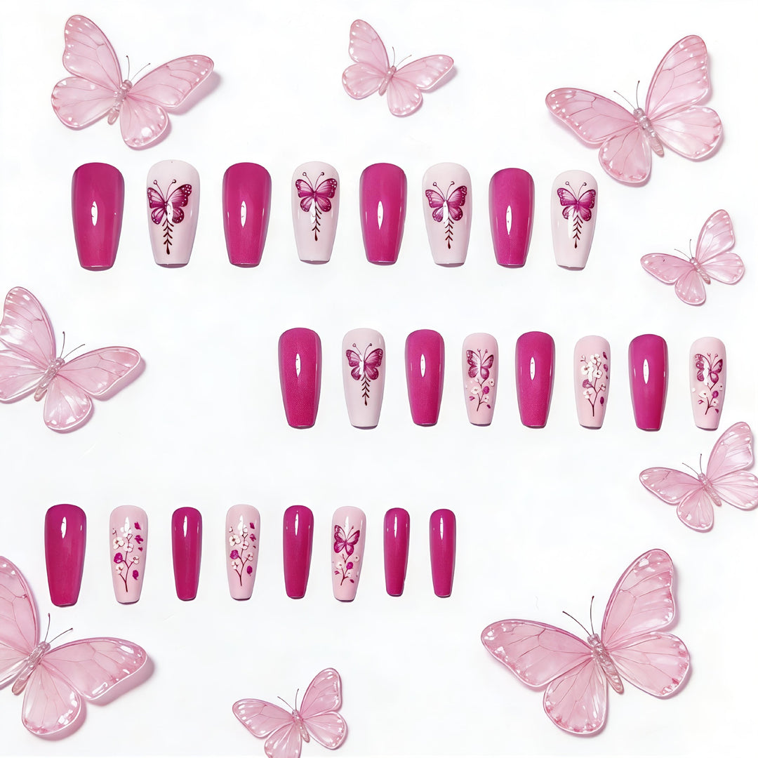 Glittering artificial nails with butterfly motif Stornfield