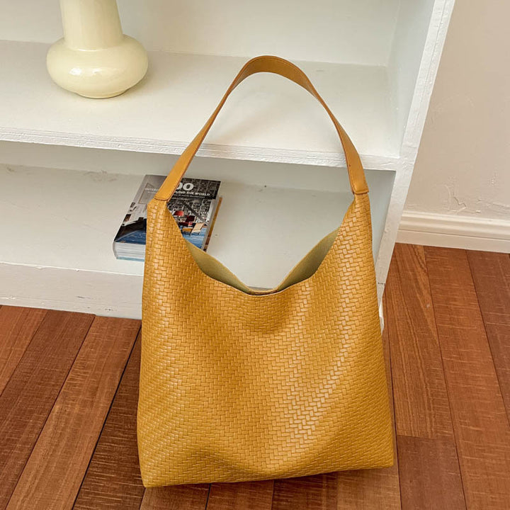 Woven Vegan Leather Hobo Bag