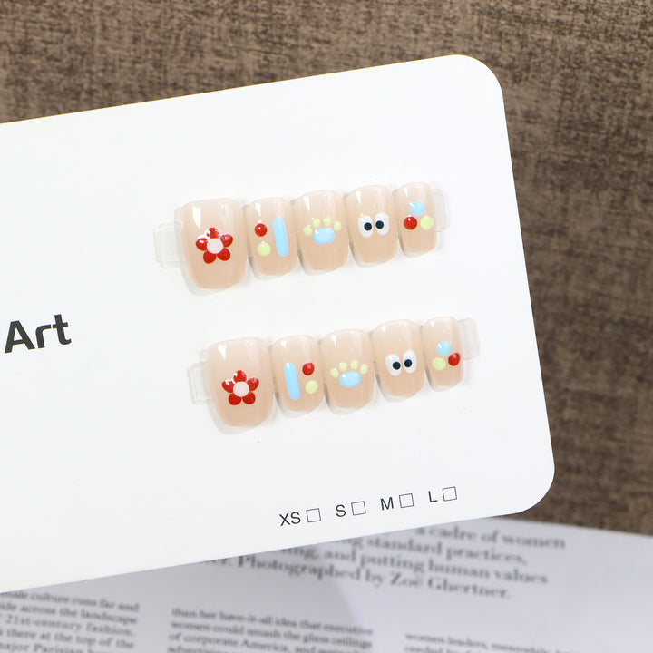 Whimsical Character-Themed Press-On Nail Art Set Stornfield