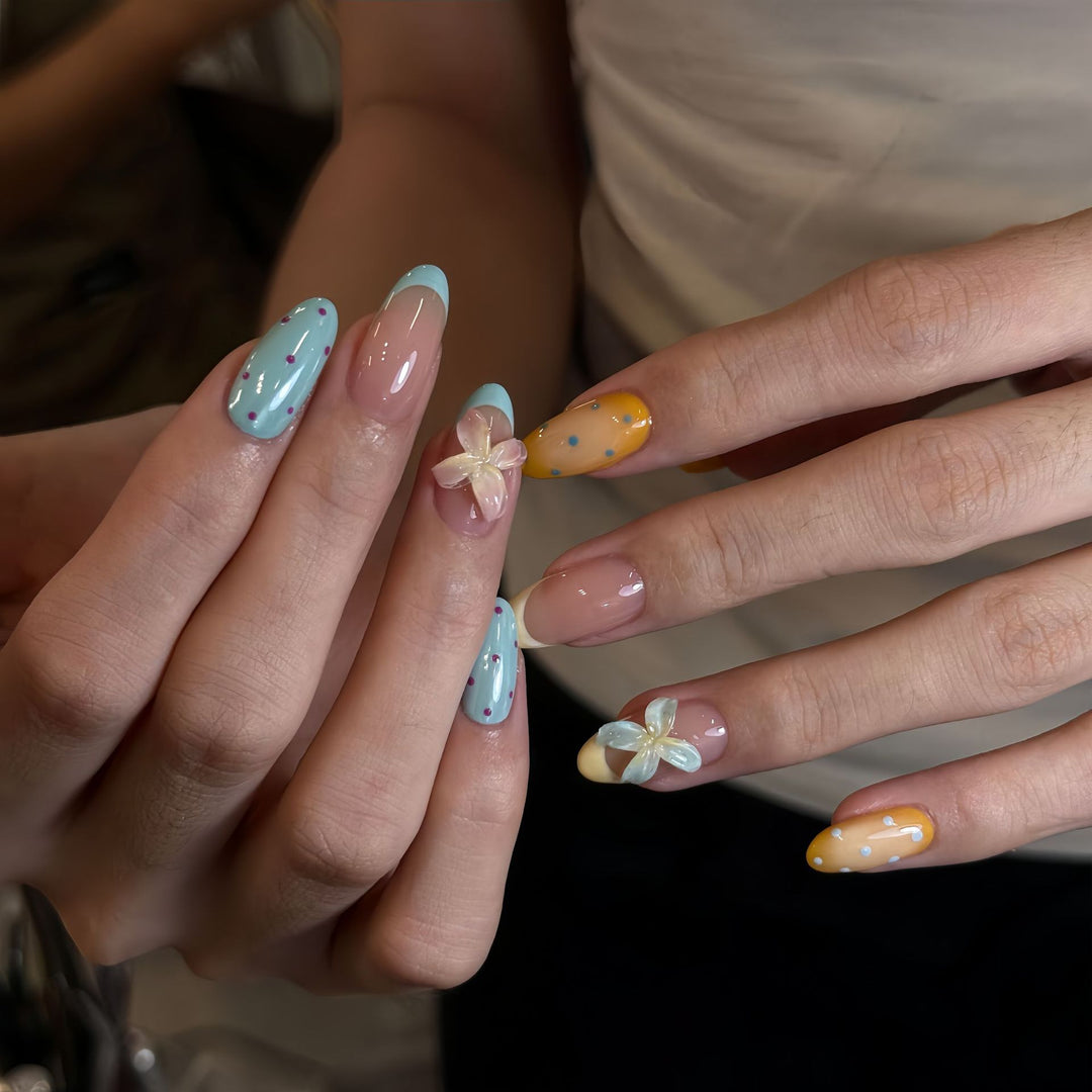 Artificial Hand Nail Art with Floral Accents Stornfield