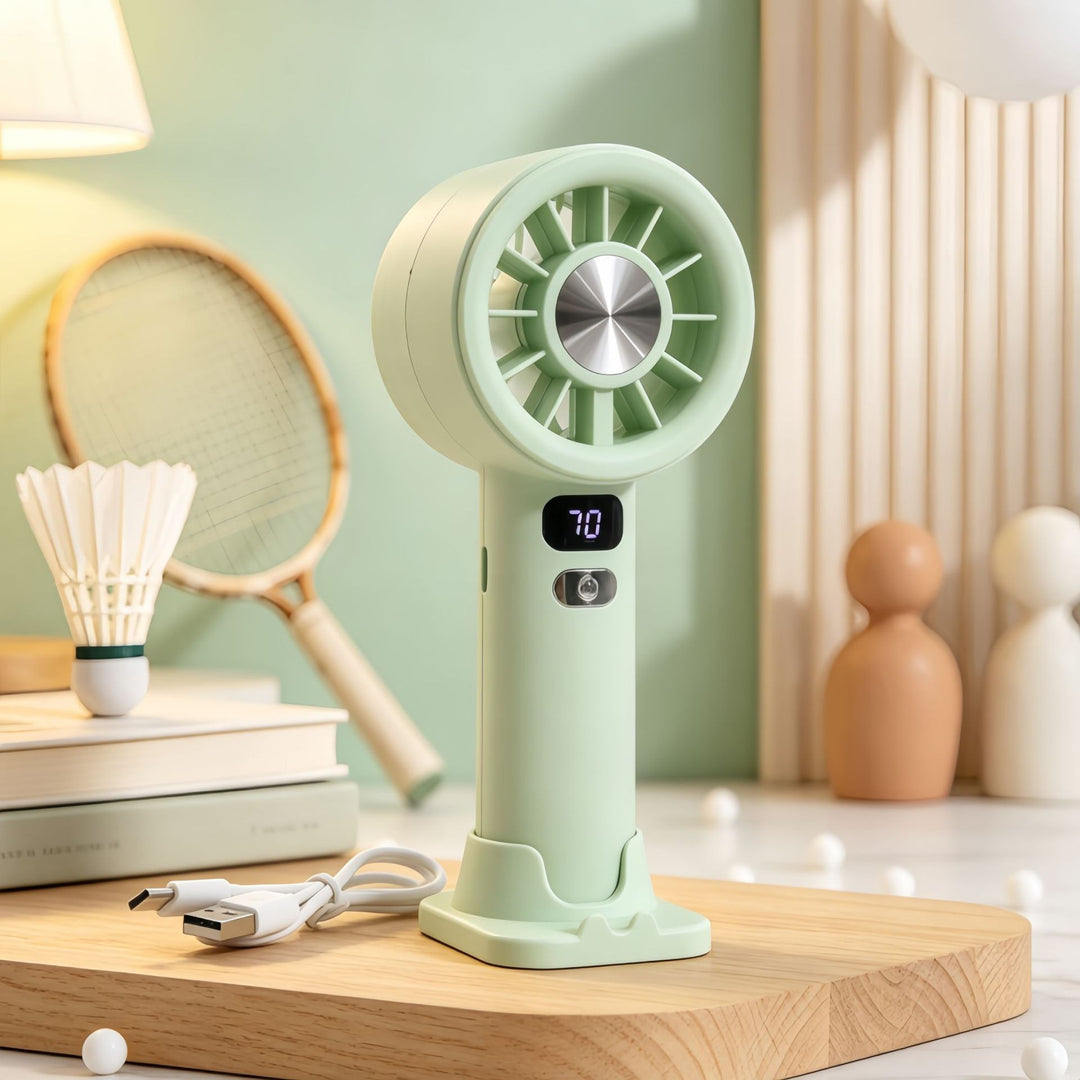 Women's portable hand fan with digital speed display Stornfield
