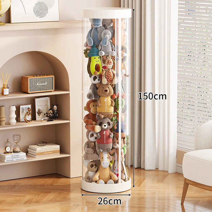 Tall Transparent Cylindrical Plush Toy Display & Storage Tower