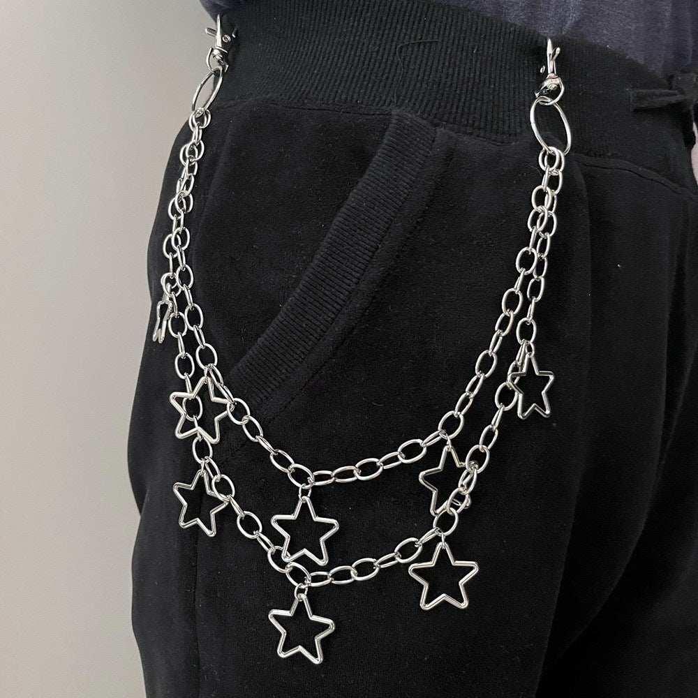 Fashionable chain belt with star pendants Stornfield