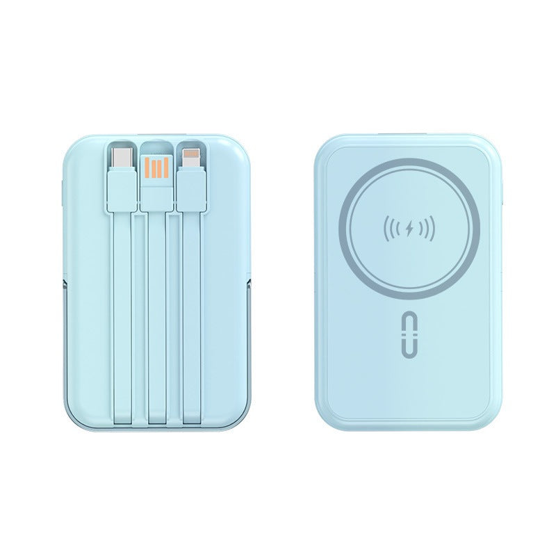 Portable power bank with integrated charging cable and wireless charging function Stornfield
