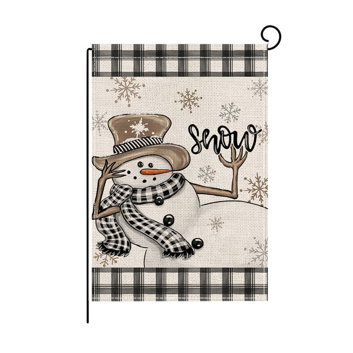 Holiday Welcome Burlap Garden Flag with Vintage Santa Illustration
