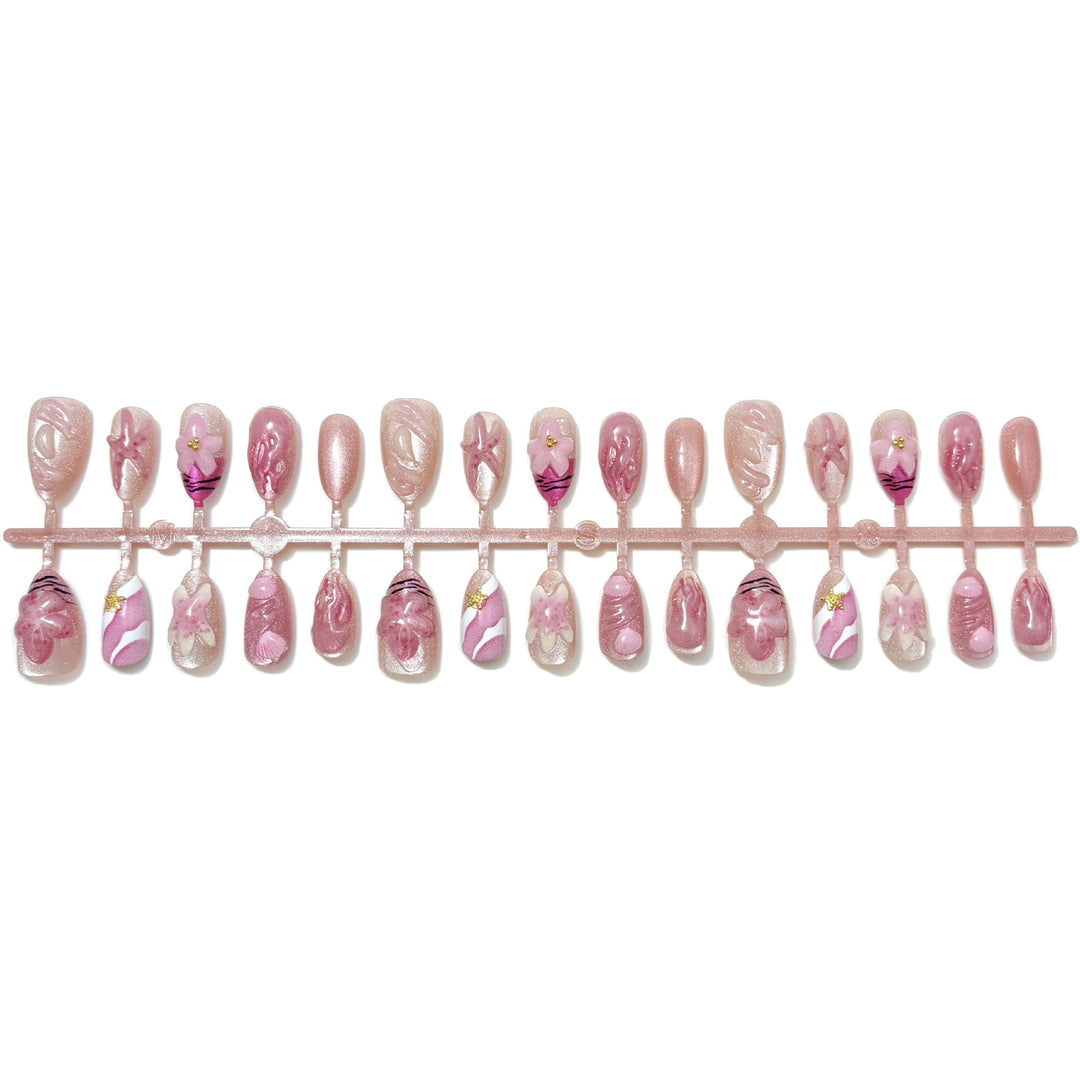 Artistic Floral Decorated Press-On Nail Set