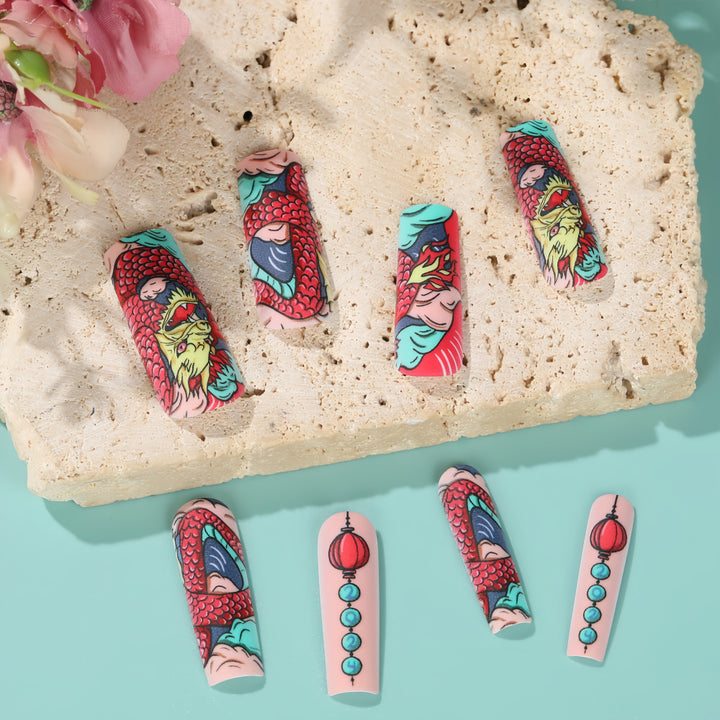 Creative artificial nails in Asian dragon design Stornfield