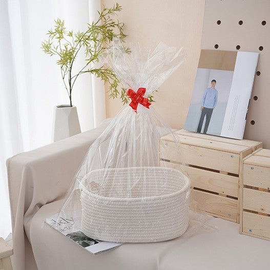 Natural storage basket with ribbons Stornfield