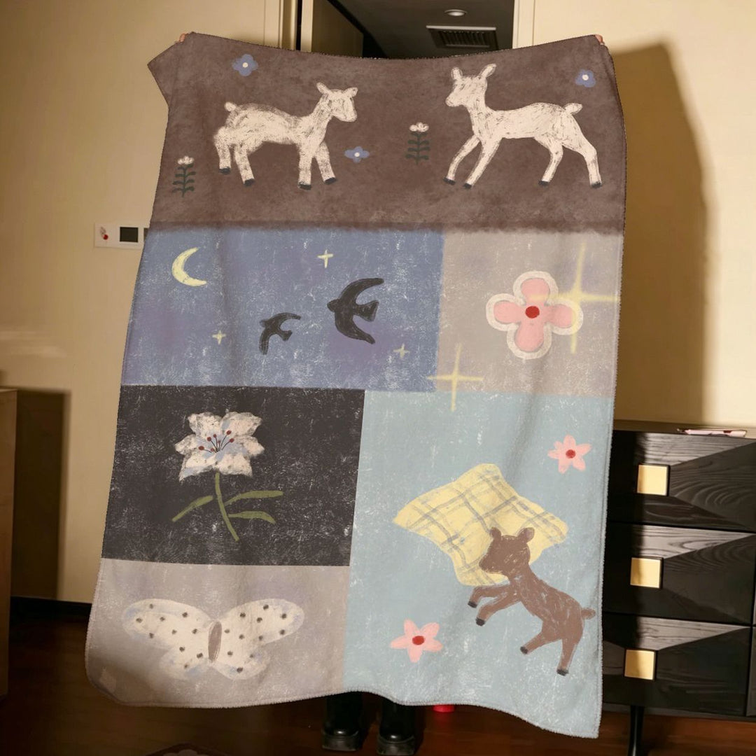 Artistic Patchwork Fleece Blanket