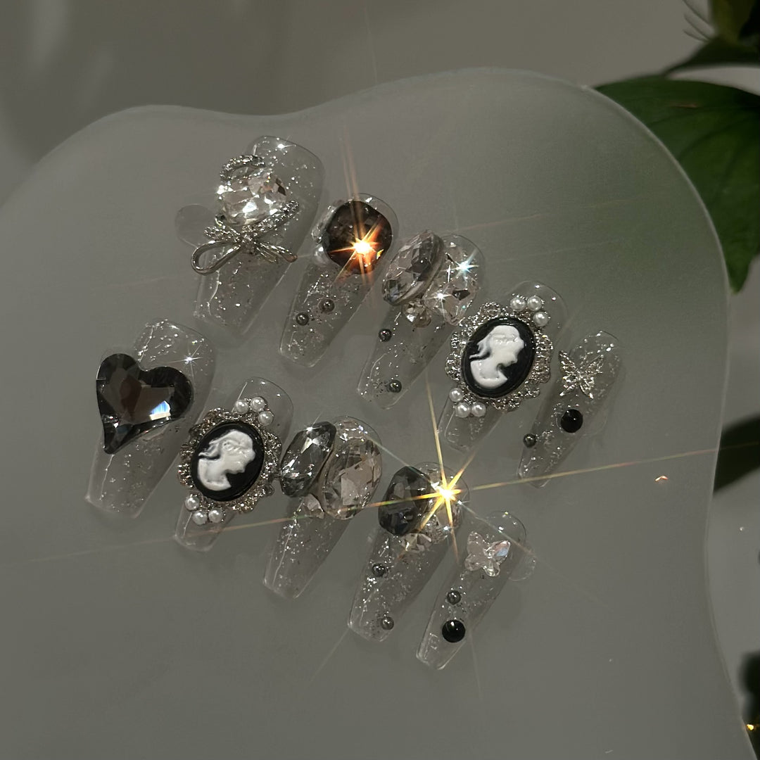 Elegantly Embellished Decorative Press-On Nail Set