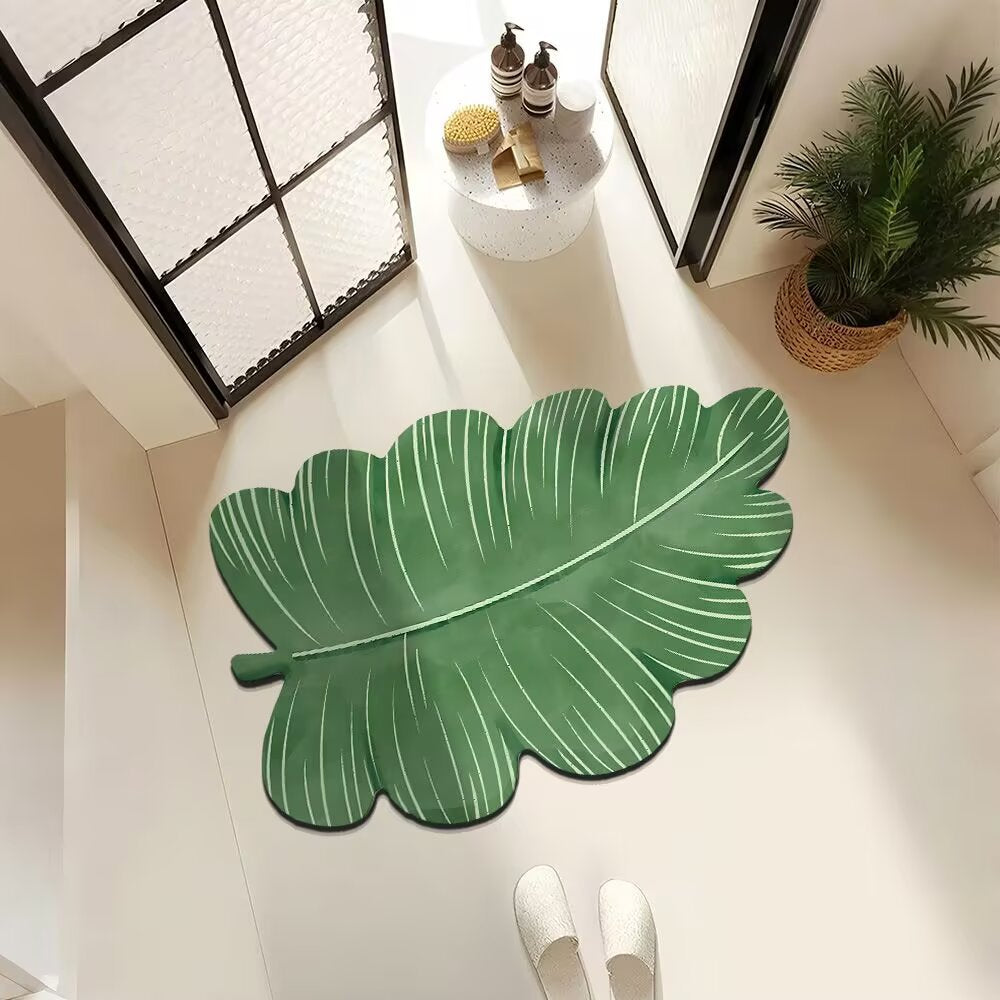 Artistic Leaf-Shaped Area Mat