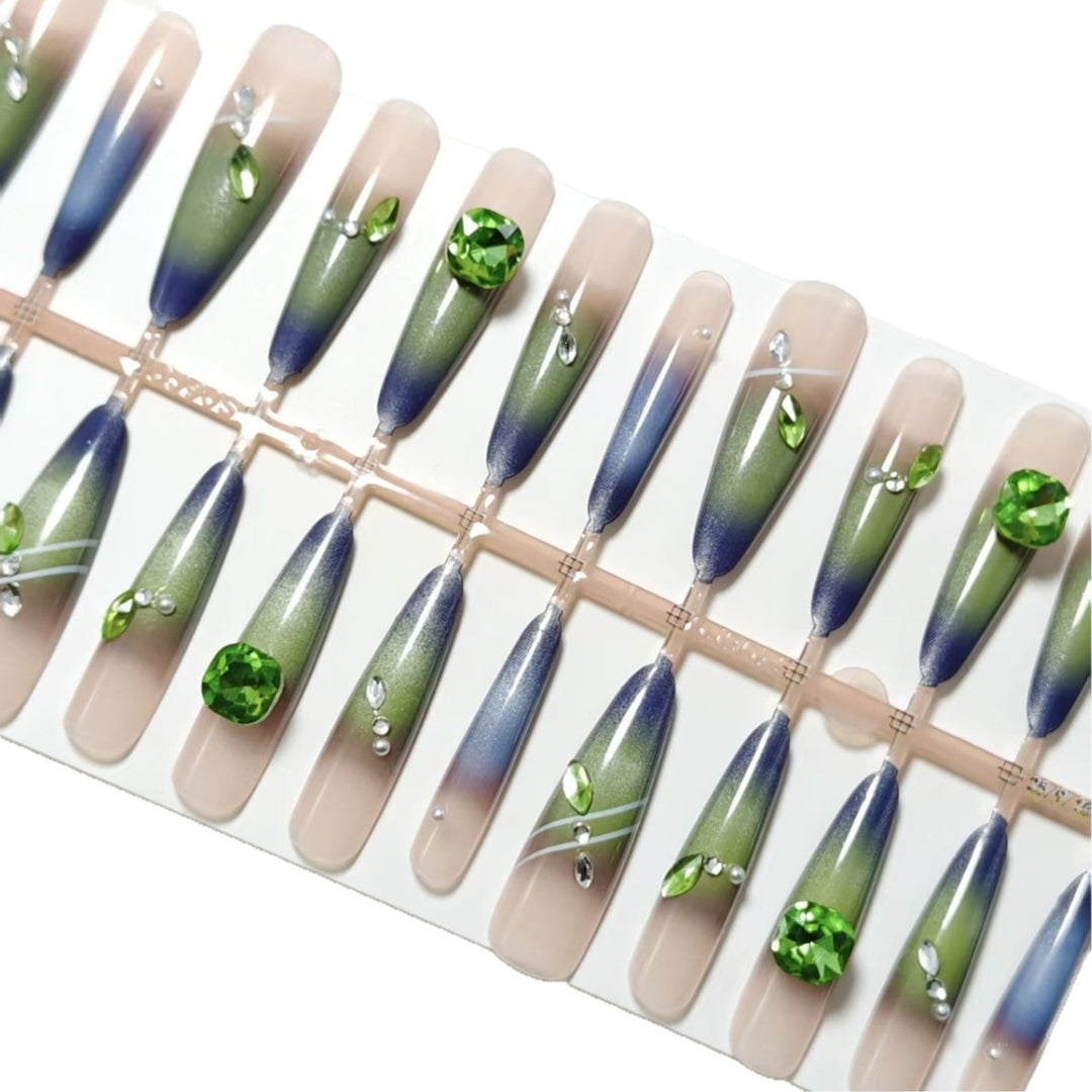 Artificial nails with elegant gradient color and glitter accents Stornfield