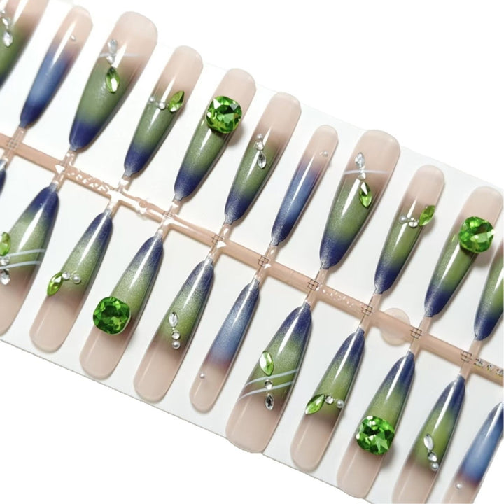 Artificial nails with elegant gradient color and glitter accents Stornfield