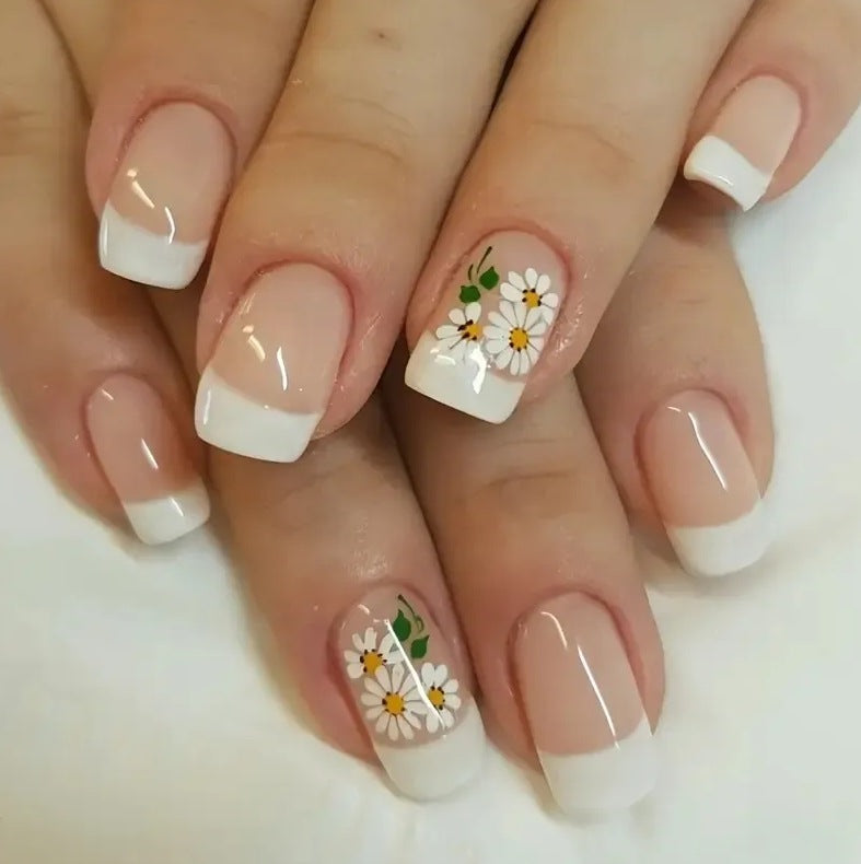Floral French Tip Nail Art Enhancements Stornfield