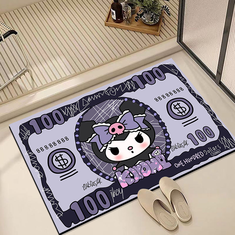 Cartoon-Inspired Plush Bath Mat for Bathroom