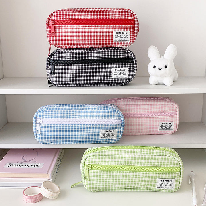 Stylish Gingham Checkered Pencil Case Stornfield