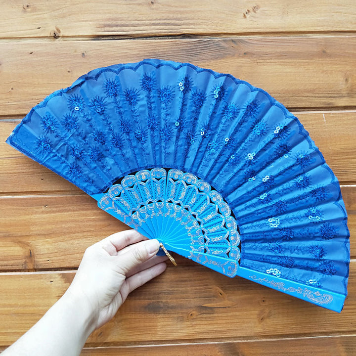 Women's high-quality lace fan with artistic floral motifs Stornfield