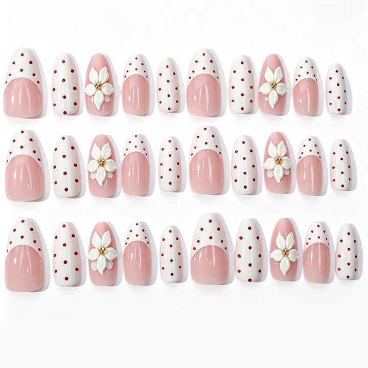 Art nail set with delicate flower and dot elements Stornfield