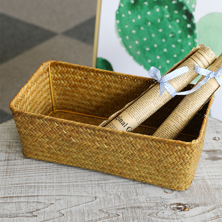 Unisex Rectangular Storage Basket made of Natural Wicker Stornfield