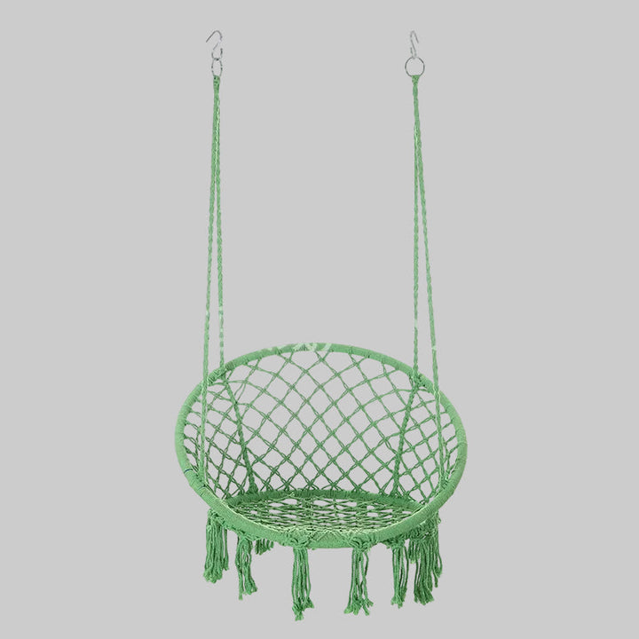 Macrame hanging swing chair boho woven fringe indoor outdoor hammock seat Stornfield