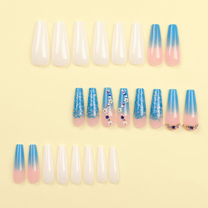 Artful nail extensions with floral ombre design Stornfield