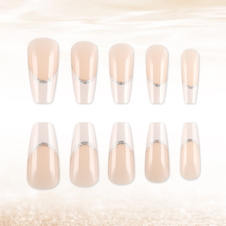 Elegant Press-On Nail Set with Rhinestone Accents Stornfield