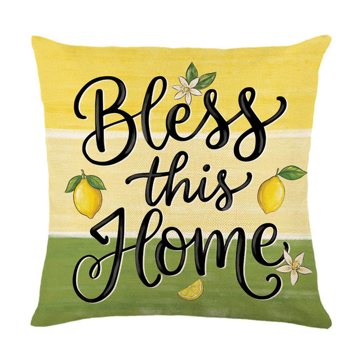 Hand-Illustrated Lemon Sunburst Decorative Throw Pillow Cover