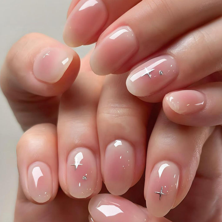 Nail art set with elegant French accent and glitter details Stornfield