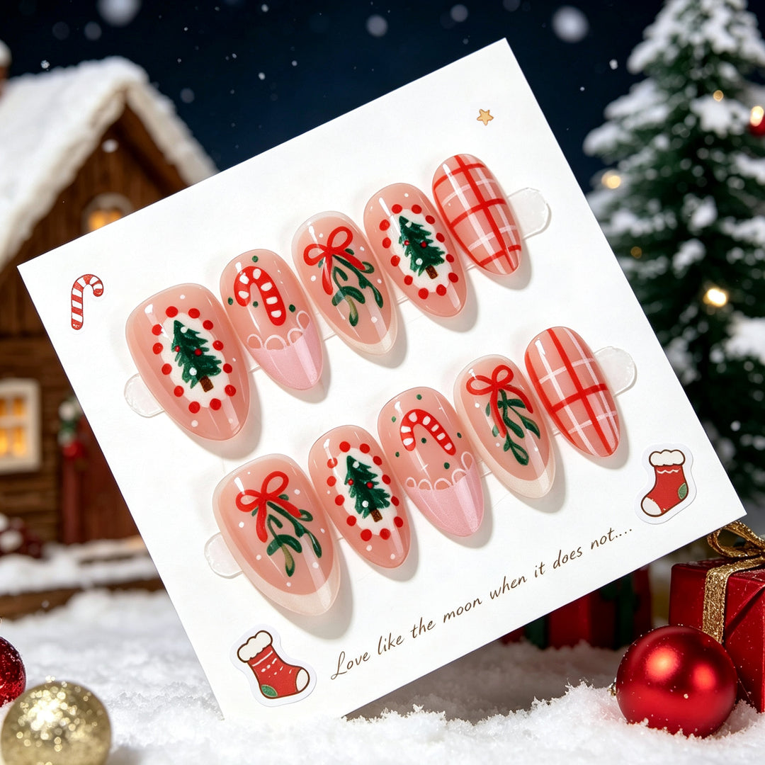 Festive Holiday Press-On Nail Art Stornfield