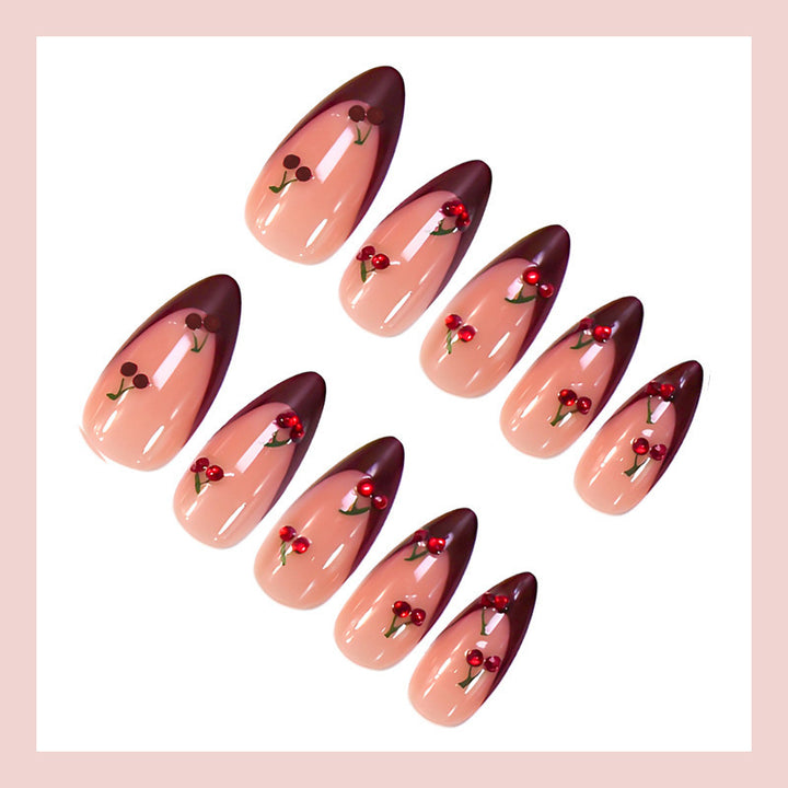 Acrylic nail set with fruity cherry design Stornfield