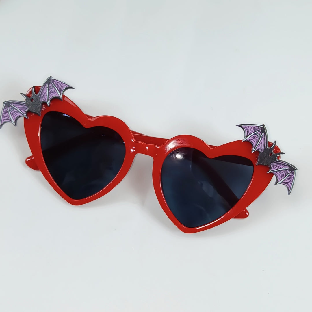 Heart-Shaped Sunglasses with Bat Accents Stornfield