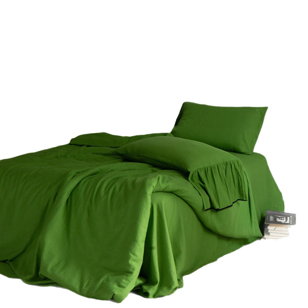 Washed Linen Duvet Cover Set with Ruffled Pillow Shams