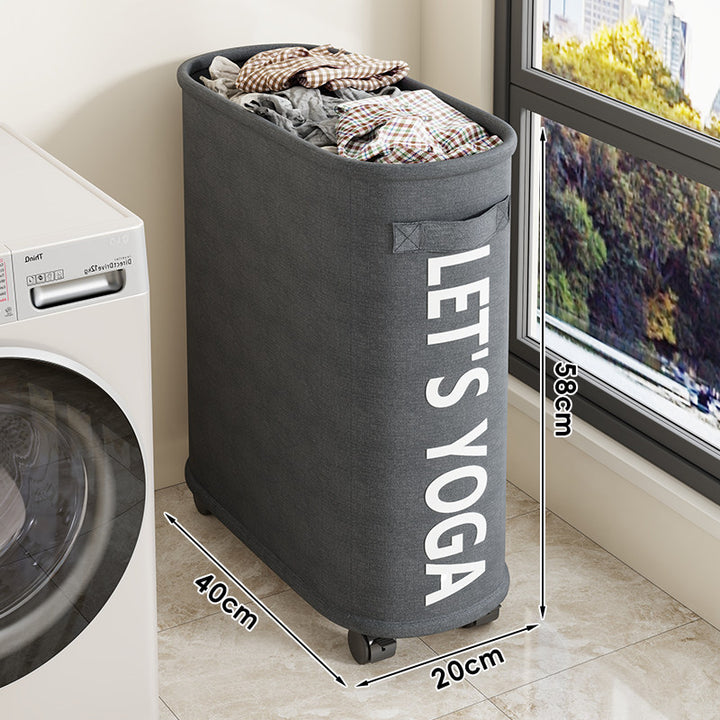 Tall Rectangular Canvas Laundry and Sports Storage Bin Set with Wheels