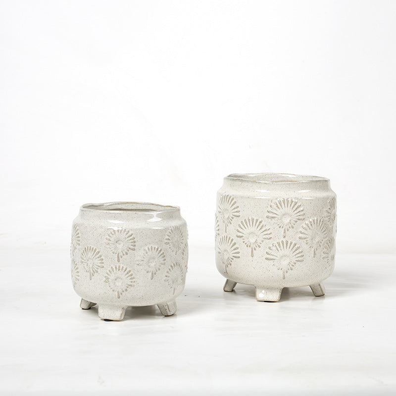 Decorative ceramic flower pot on legs Stornfield