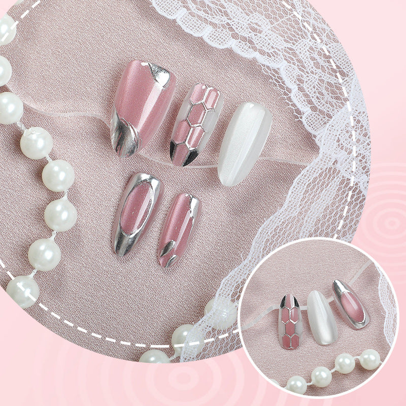 Elegant Metallic Accent Press-On Nails