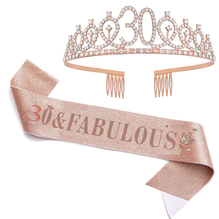 Women's Glittering Birthday Tiara Set with Sash Stornfield