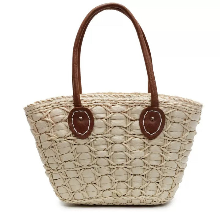 Braided shopping bag with sturdy faux leather handles Stornfield