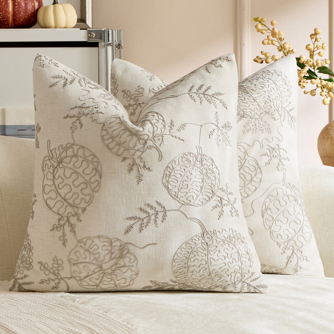 Decorative Embroidered Velvet Throw Pillow Cover Set