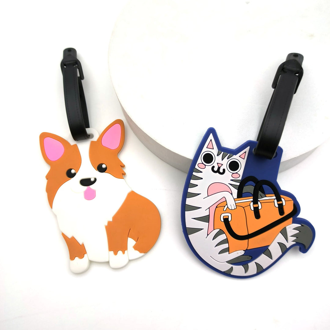Cute Silicone Cat Luggage Tag with Detachable Strap and Personalized ID Window Stornfield